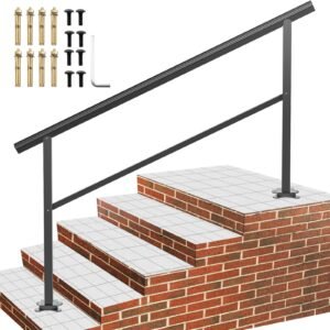 Outdoor Handrail 165LBS Load Handrail Outdoor Stairs Aluminum Stair Handrail 60 x 35" Outdoor Stair Railing Transitional Range from 0 to 30° Staircase Handrail Fits 4-5 Steps with Screw Kit