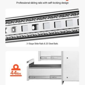 outdoor kitchen drawers 15" w x 25.4" h x 19" d, box frame style flush mount bbq drawers with stainless steel handle, bbq island drawers for outdoor kitchens or patio grill station