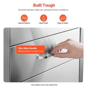 outdoor kitchen drawers, 16.5"w x 29"h x 20.5"d triple access drawers, stainless steel flush mount cabinets, bbq island drawers storage with paper towel holder & handle, for patio grill station