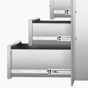 outdoor kitchen drawers 18.11"w x 23.23"d x 23.23"h, triple access stainless steel bbq drawers with handles, bbq island drawer for outdoor kitchens or barbeque island patio grill station