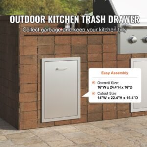 outdoor kitchen propane tank drawer 16wx24.4hx16d inch stainless steel pull out trash drawer with handle for outdoor kitchen bbq island