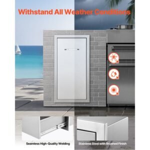 outdoor kitchen trash drawer, 13.54"w x 19.61"d x 25.79"h interior storage, multi purpose outdoor kitchen drawers stainless steel, 55 lbs max capacity per tier, for outdoors bbq island kitchens