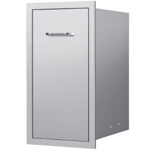 Outdoor Kitchen Trash Drawer, 13.54"W x 19.61"D x 25.79"H Interior Storage, Multi-Purpose Outdoor Kitchen Drawers Stainless Steel, 55 lbs Max Capacity per Tier, for Outdoors BBQ Island Kitchens
