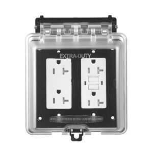 outdoor outlet cover, 2 gang weatherproof electrical outlet cover with lockable design, high strength pc material, 12 in 1 outside receptacle socket, horizontal/vertical for easy installation