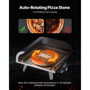 outdoor pizza oven, 12 in propane gas pizza maker, portable pizza cooker with electric rotation, thickened pizza stone, carry bag, propane pizza oven for outside backyard patio camping, black