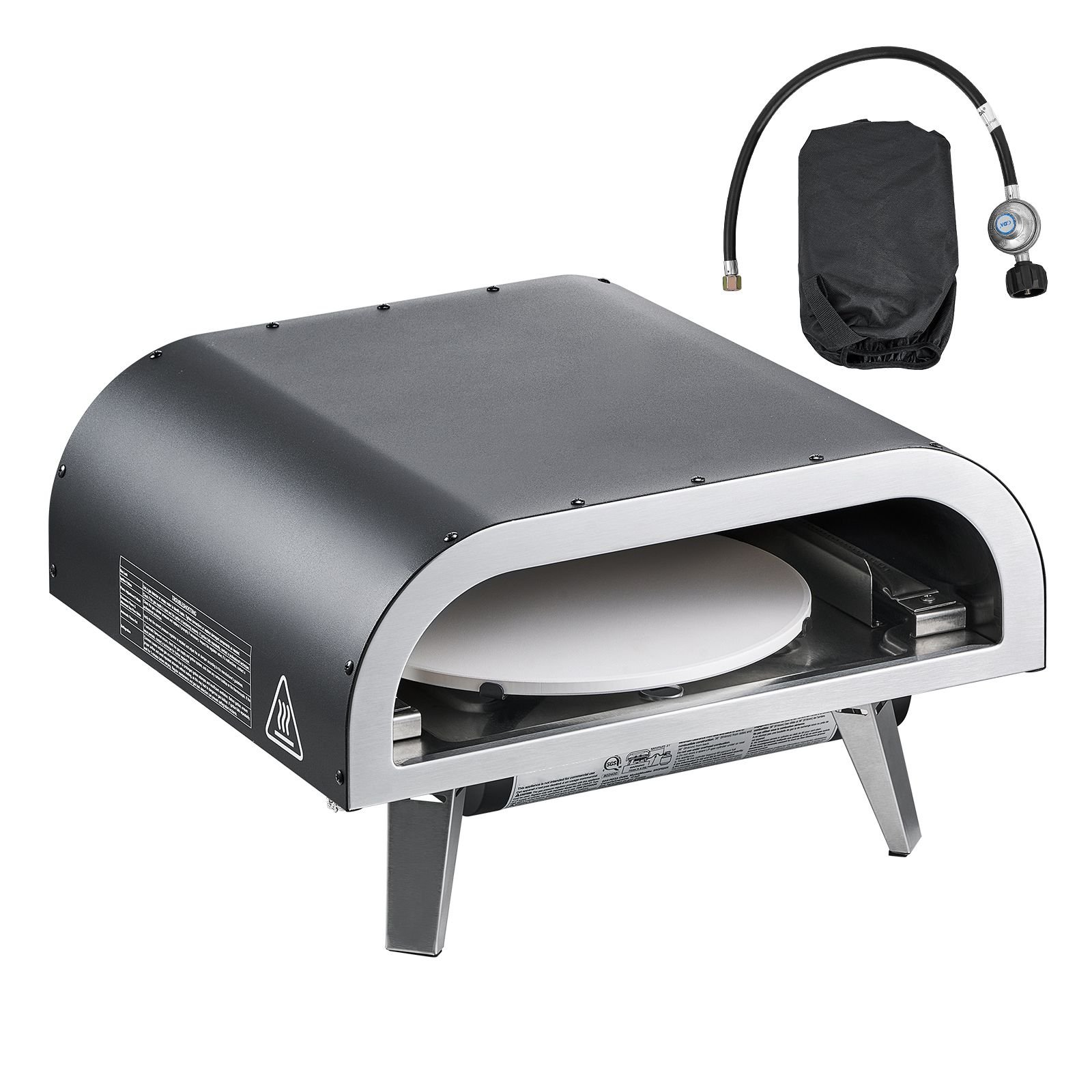 outdoor pizza oven, 12 in propane gas pizza maker, portable pizza cooker with electric rotation, thickened pizza stone, carry bag, propane pizza oven for outside backyard patio camping, black