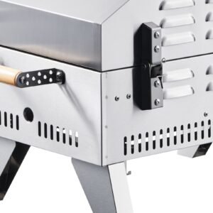 outdoor pizza oven, 13 in gas fired pizza maker, portable outside gas oven with thickened cordierite pizza stone, and built in thermometer, pizza or grill two modes, for camping & backyard