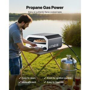 outdoor pizza oven, 16 in propane gas pizza maker, portable pizza cooker with electric rotation, thickened pizza stone, carry bag, propane pizza oven for outside backyard patio camping, black