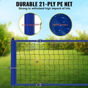outdoor portable volleyball net system, adjustable height steel poles, professional volleyball set with pvc volleyball, pump, carrying bag, heavy duty volleyball net for backyard, beach, lawn