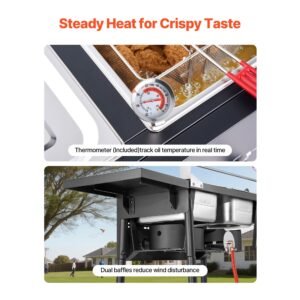 outdoor propane deep fryer, dual tank 8qtx2 commercial fryer, stainless steel cooker with foldable platform, dual basket, and heat adjustment, floor standing fryers for restaurant home snack bar