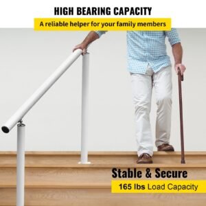outdoor stair railing kit, 3 ft handrails 2 3 steps, adjustable angle white aluminum stair hand rail for the elderly, handrails for outdoor steps