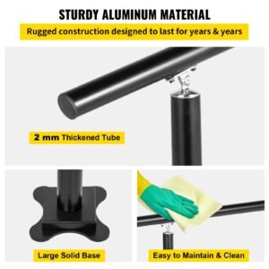 outdoor stair railing kit, 4 ft handrails 1 4 steps, adjustable angle black aluminum stair hand rail for the elderly, handrails for outdoor steps