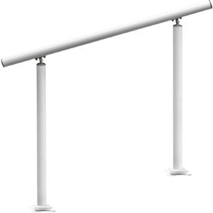 Outdoor Stair Railing Kit, 4 FT Handrails 1-4 Steps, Adjustable Angle White Aluminum Stair Hand Rail for The Elderly, Handrails for Outdoor Steps