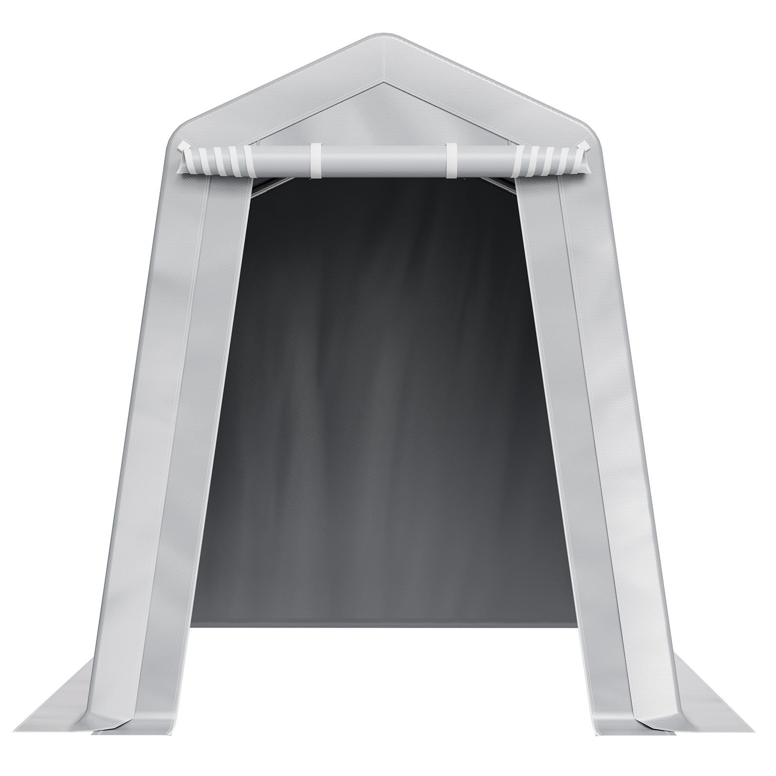 outdoor storage shed, 6 x 8 ft portable storage tent with roll up door & vents, waterproof canopy shed shelter, heavy duty frame, patio garage carport for motorcycle, lawn mower, bike, grey