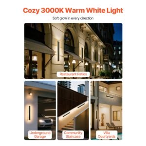 outdoor wall light, 23.6 inch, long strip modern exterior wall sconce light fixtures, 3000k warm white, ip65 waterproof, anti rust outside patio wall mount lighting, for house, porch, garage