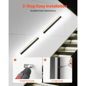 outdoor wall lights, 2 pack, 23.6 inch long strip modern exterior wall sconce light fixtures, 2700k 6000k, ip65 waterproof anti rust, dimmable outside wall mount lighting, for house porch garage