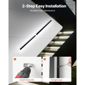 outdoor wall lights, 2 pack, 39.4 inch long rgb modern exterior wall sconce light fixtures, 2700k 6000k, ip65 waterproof anti rust, dimmable outside wall mount lighting, for house porch garage