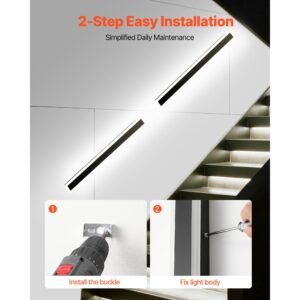 outdoor wall lights, 2 pack, 39.4 inch long strip modern exterior wall sconce light fixtures, 2700k 6000k, ip65 waterproof anti rust, dimmable outside wall mount lighting, for house porch garage
