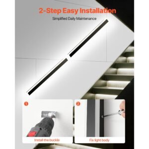 outdoor wall lights, 2 pack, 47.2 inch long strip modern exterior wall sconce light fixtures, 2700k 6000k, ip65 waterproof anti rust, dimmable outside wall mount lighting, for house porch garage