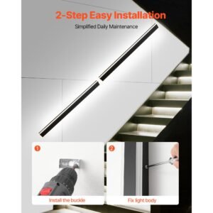 outdoor wall lights, 2 pack, 59.1 inch long strip modern exterior wall sconce light fixtures, 2700k 6000k, ip65 waterproof anti rust, dimmable outside wall mount lighting, for house porch garage