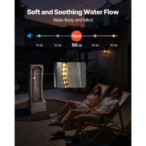 outdoor water fountain, 38.58 in height fountain and waterfall, 1 tier floor standing rock base style fountains with with led light and pump, for outdoor indoor garden, home, patio & backyard