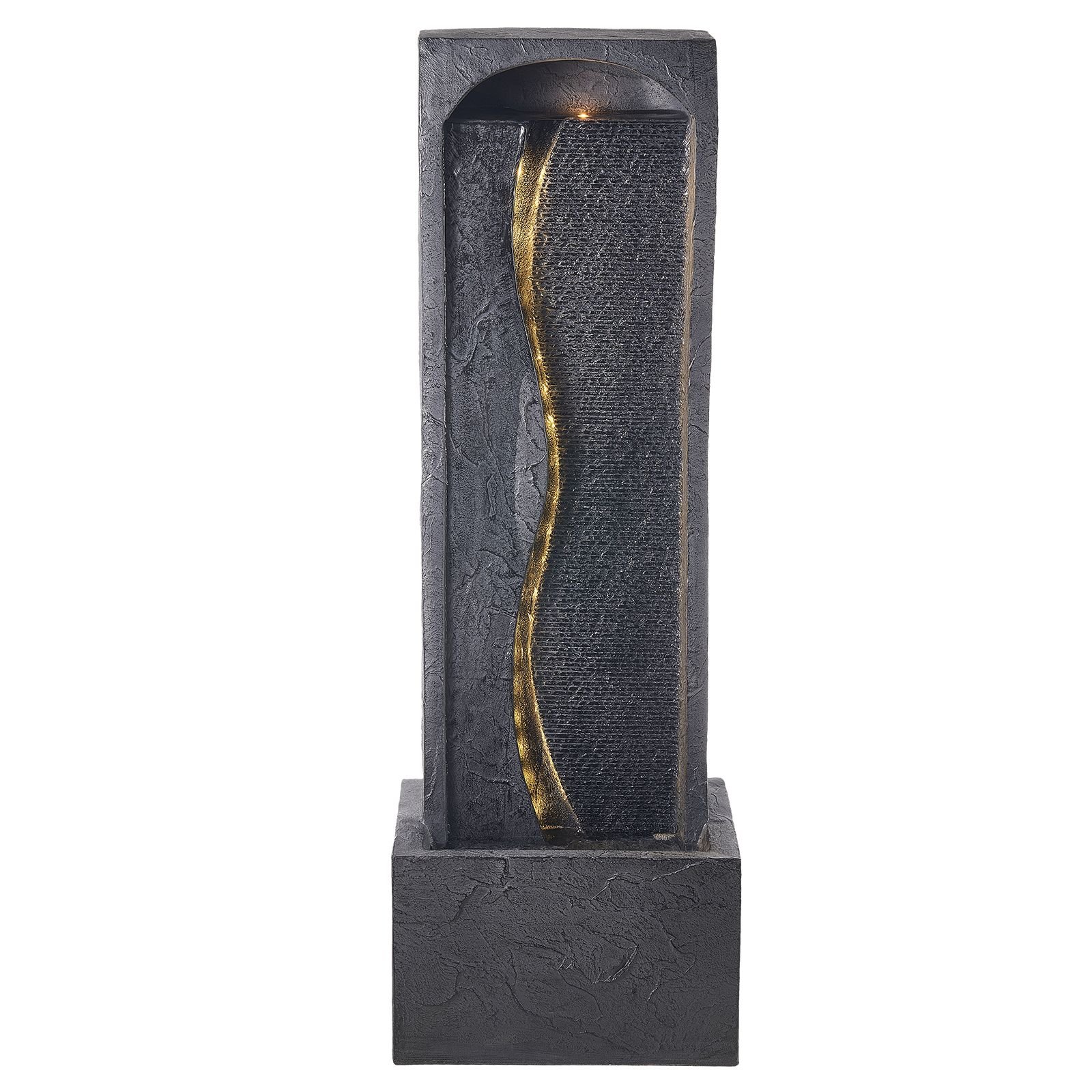 outdoor water fountain, 38.58 in height fountain and waterfall, 1 tier floor standing rock base style fountains with with led light and pump, for outdoor indoor garden, home, patio & backyard