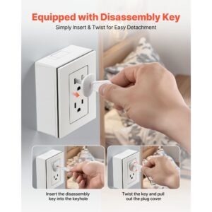 outlet covers, 70 pack, plug covers for electrical outlets, secure electric socket protector caps with shock prevention, easy installation, insulated abs, for home wall power sockets, white