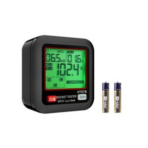 Outlet Tester, Electrical GFCI Trip Tester, LCD Display Receptacle Detector for 7 Common Wiring Faults, 3 Prong Socket Detector with Auto Shutoff & Low Battery Indicator, CAT II 300V Rating