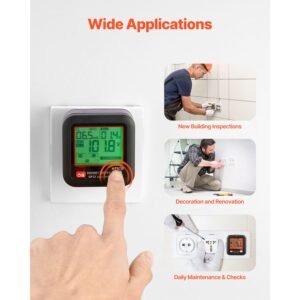outlet tester, electrical gfci trip tester, lcd display receptacle detector for 7 common wiring faults, 3 prong socket detector with auto shutoff & low battery indicator, cat ii 300v rating