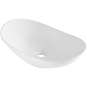 oval vessel sink, 23.3" x 14.2" bathroom vessel sink bowl countertop, white ceramic bathroom sinks above counter, bowl sink with modern style, well packaged for bathroom, hotel, toilet, rv