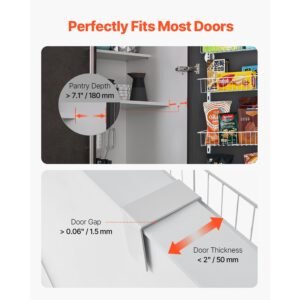 over the door pantry organizer, 10 tier pantry organization and storage, heavy duty steel hanging spice rack, adjustable wall seasoning shelves, for home kitchen laundry room bathroom, white