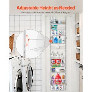 over the door pantry organizer, 10 tier pantry organization and storage, heavy duty steel hanging spice rack, adjustable wall seasoning shelves, for home kitchen laundry room bathroom, white