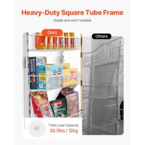 over the door pantry organizer, 8 tier pantry organization and storage, heavy duty steel hanging spice rack, adjustable wall seasoning shelves, for home kitchen laundry room bathroom, white