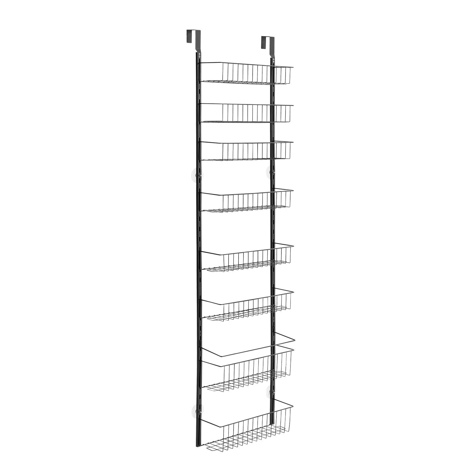 over the door pantry organizer, 9 tier pantry organization and storage, heavy duty steel hanging spice rack, adjustable wall seasoning shelves, for home kitchen laundry room bathroom, black