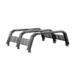 overland truck bed rack, 49.2 67.9 in width, adjustable overland bed cargo rack with sidebar, 900 lbs static capacity, heavy duty steel, for mid size trucks, compatible with tacoma/gladiator jt