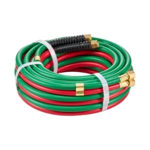 oxygen acetylene hose, 1/4 inch x 25ft oxy acetylene hose with 9/16" 18 b fitting, 300psi t grade welding cutting torch twin hose, compatible with oxygen, acetylene, propane and other fuel gases