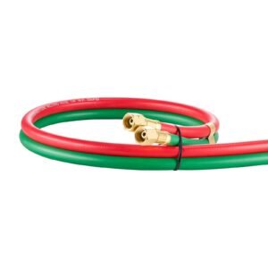 oxygen acetylene hose, 1/4 inch x 25ft oxy acetylene hose with 9/16" 18 b fitting, 300psi t grade welding cutting torch twin hose, compatible with oxygen, acetylene, propane and other fuel gases
