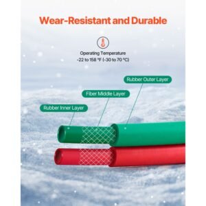 oxygen acetylene hose, 1/4 inch x 25ft oxy acetylene hose with 9/16" 18 lh/rh b fittings, r grade welding torch twin hose with 300psi maximum working pressure for cutting soldering brazing