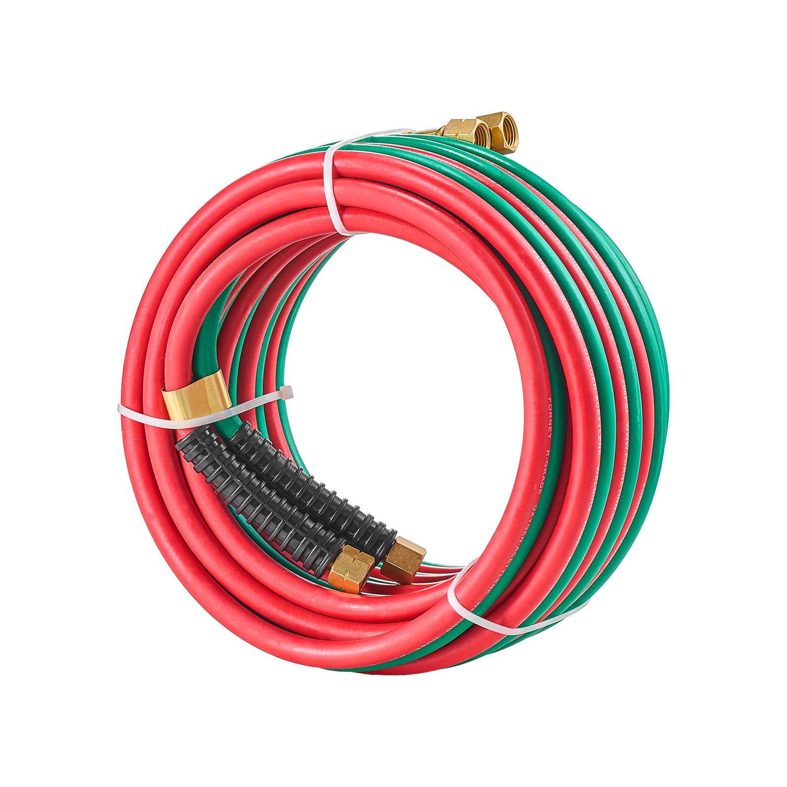 oxygen acetylene hose, 1/4 inch x 25ft oxy acetylene hose with 9/16" 18 lh/rh b fittings, r grade welding torch twin hose with 300psi maximum working pressure for cutting soldering brazing