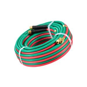 oxygen acetylene hose, 1/4 inch x 50ft oxy acetylene hose with 9/16" 18 lh/rh b fittings, r grade welding torch twin hose with 300psi maximum working pressure for cutting soldering brazing