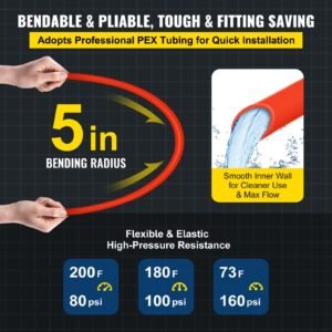oxygen barrier 1/2 inch 300 feet tube coil evoh pex b pipe, for residential commercial radiant floor heating, red