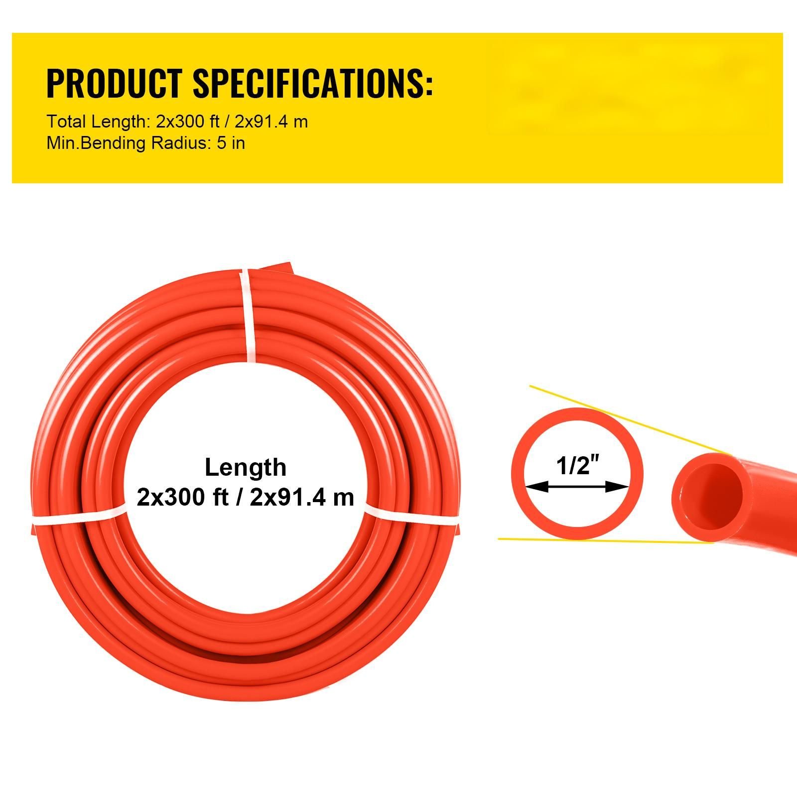 oxygen barrier pex tubing 300ft red + 300ft blue 1/2 inch radiant floor pex pipe radiant heat floor heating plumbing cold and hot water tubing