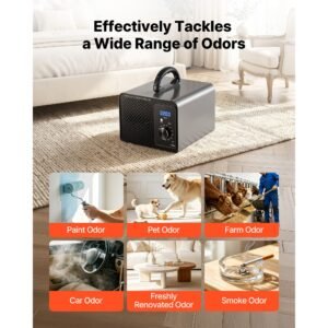 ozone generator, 36000mg/h commercial ozone machine, 15s delayed start & timer & rotary encoder knob & odor treatment cycle mode, industrial deodorizer for car, smoke odorss,up to 3200 sq.ft