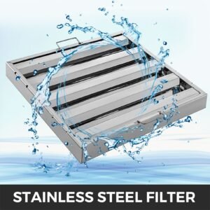 pack of 6 hood filters 19.5w x 19.5h inch, 430 stainless steel 4 grooves commercial hood filters, range hood filter for grease rated commercial kitchen exhaust hoods