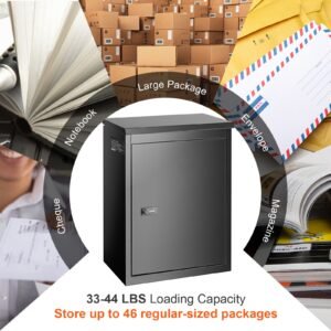 package delivery boxes for outside 15.4" x 10.6" x 20.5", galvanized steel wall mount mailbox with coded lock, anti theft baffle, ipx3 waterproof lockable large mail box for porch, curbside
