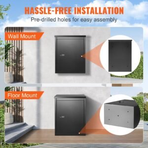 package delivery boxes for outside 15.4" x 10.6" x 20.5", galvanized steel wall mount mailbox with coded lock, anti theft baffle, ipx3 waterproof lockable large mail box for porch, curbside