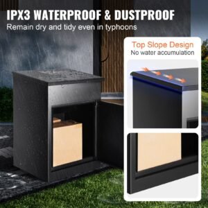 package delivery boxes for outside, extra large mailbox with coded lock, galvanized steel wall mounted mailboxes 17.3"x13.8"x22.8", anti theft baffle, ipx3 waterproof for porch, curbside