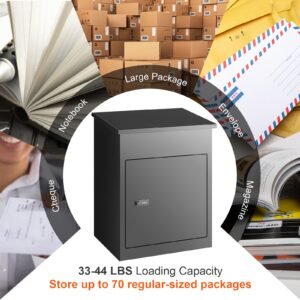 package delivery boxes for outside, extra large mailbox with coded lock, galvanized steel wall mounted mailboxes 17.3"x13.8"x22.8", anti theft baffle, ipx3 waterproof for porch, curbside