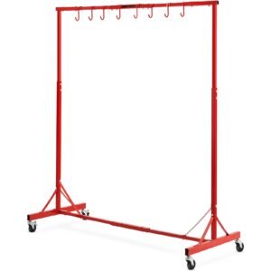 painting rack, 1500 2000 mm adjustable height, 66 lbs capacity automotive paint rack stand, 8 hooks painting drying rack with 4 swiveling wheels, auto body stand for auto repair shops & garage
