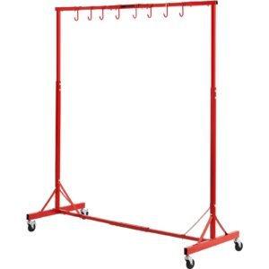 painting rack, 1500 2000 mm adjustable height, 66 lbs capacity automotive paint rack stand, 8 hooks painting drying rack with 4 swiveling wheels, auto body stand for auto repair shops & garage